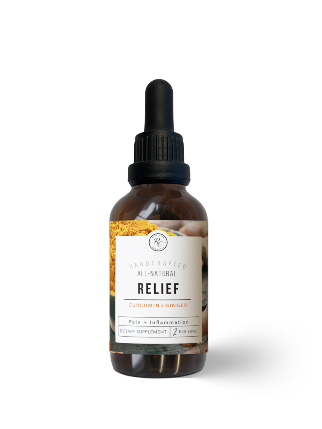 Natural pain relief supplement with liposomal curcumin and ginger for inflammation, joint pain, and everyday aches.