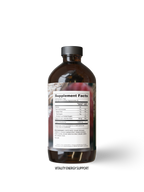 Supplement Facts for Vitality Energy Support with Vitamin B12, vitamin C, organic strawberries, Rhodiola, taurine, and guarana.