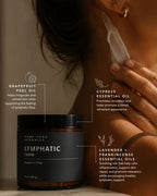 Daily lymphatic massage with Lymphatic Massage Cream and grapefruit, cypress, lavender, and frankincense essential oils.