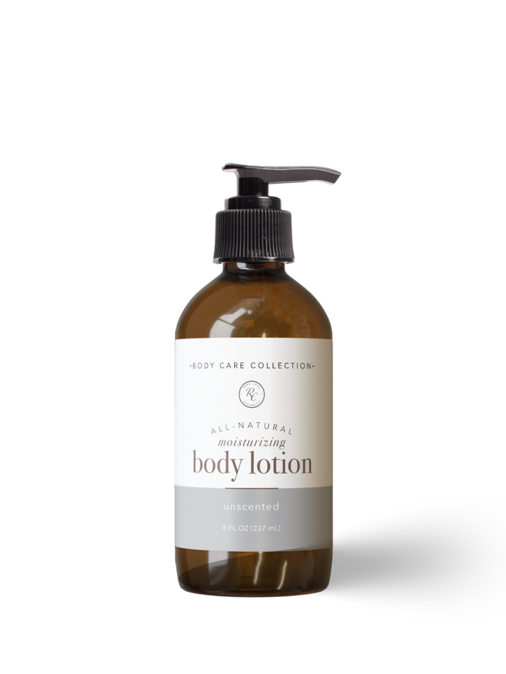Unscented body lotion with natural ingredients for sensitive skin and daily hydration.