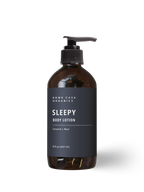 Sleepy body lotion with natural ingredients for relaxation before bed.