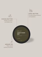 Natural Conditioner Bar for soft, moisturized hair without parabens, phthalates, or synthetic fragrances.